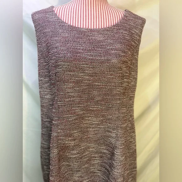 NWT Ann Taylor LOFT Plus Purple Pink Boucle Tweed Sleeveless Shift Dress Size 20 - Picture 3 of 10
